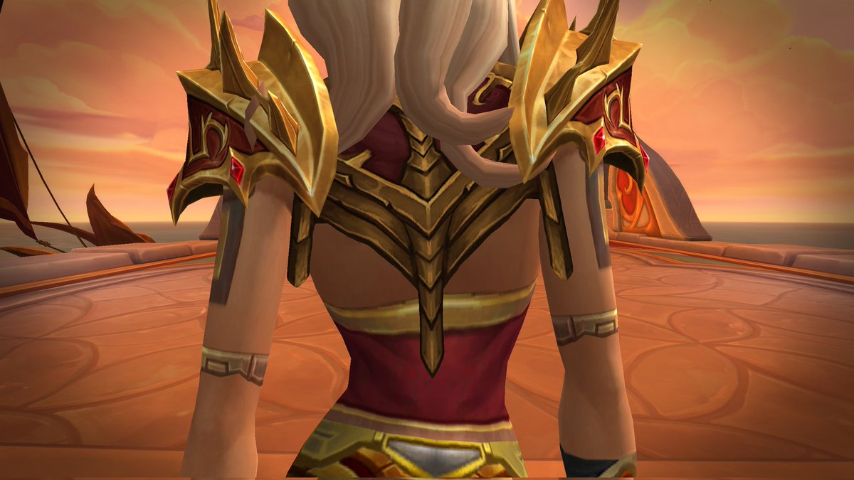 ProtEmpress's tweet image. My favorite cloak… and it isn’t even visible half the time. 😅 The red and gold design feels like a dragon in silhouette, wings flared, its body running from head to tail down the center. Always my go to in many mogs.
#mogmonday #worldofwarcraft