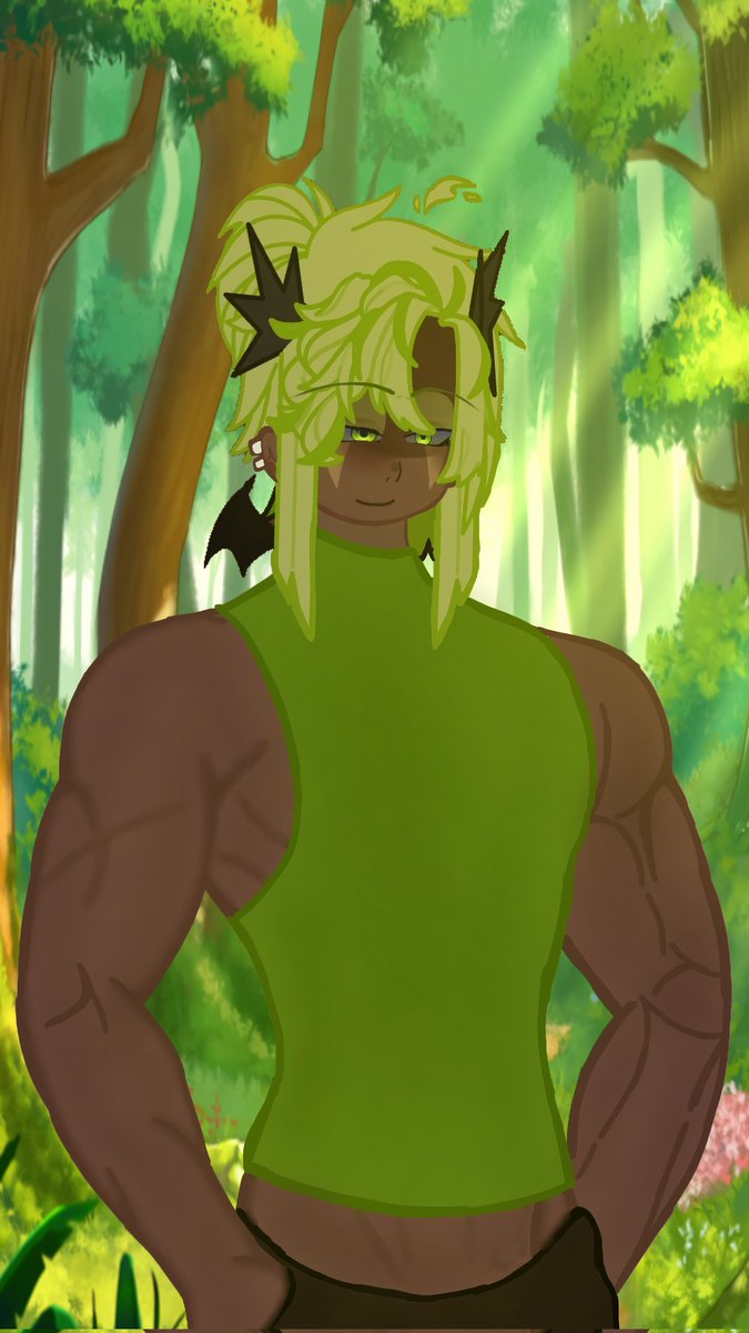 Slime_4rt's tweet photo. [ Hiro de uma realidade alternativa] 

Você passeava pelo bosque, quando se deparando com o guia local , ele o/a recebe com um sorriso amigável na face. 

(Rp/drp) https://t.co/RLeTIiujty