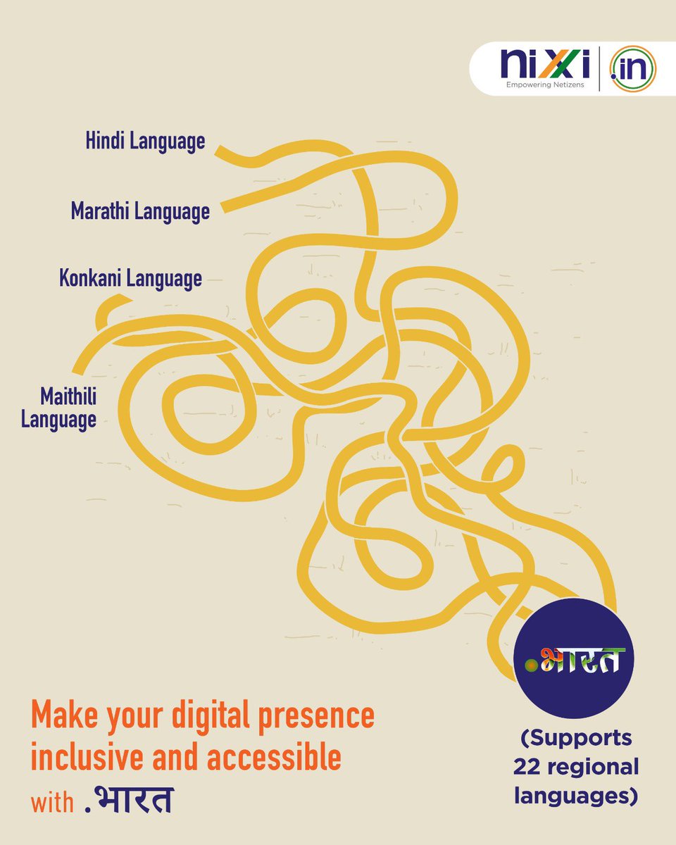 inregistry's tweet image. Break language barriers online.

Make your digital presence inclusive, accessible, and truly Indian with .भारत domain.

👉🏻Get your domain today 🔗 lnkd.in/gDNrP9du

#DigitalIndia #IDN #DotBharat #InternetForAll #nixi

@pib_quiz @_DigitalIndia @NeGD_GoI @GoI_MeitY
