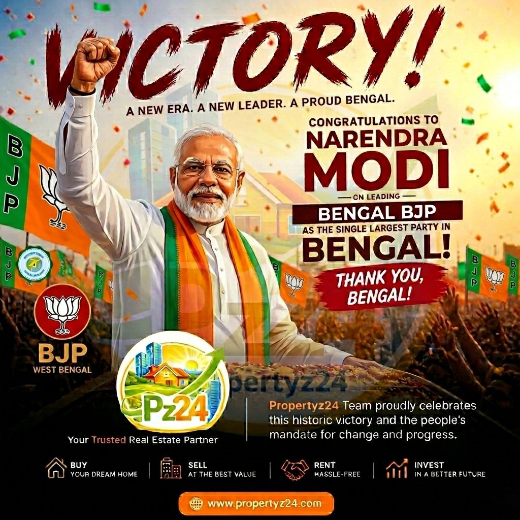 propertyz24's tweet photo. Shonar #Bangla’s New Dawn! 🌅 @Propertyz24 salutes the spirit of #Bengal.
Ready 2 #invest in a brighter future? We’re your trusted partner in every win.
​The mandate is clear.
The future is bright. 🏗️
​#NarendraModi #WestBengalElections #Propertyz24 #BengalRealEstate
#BJPBengal https://t.co/ZZshgBM7Gg