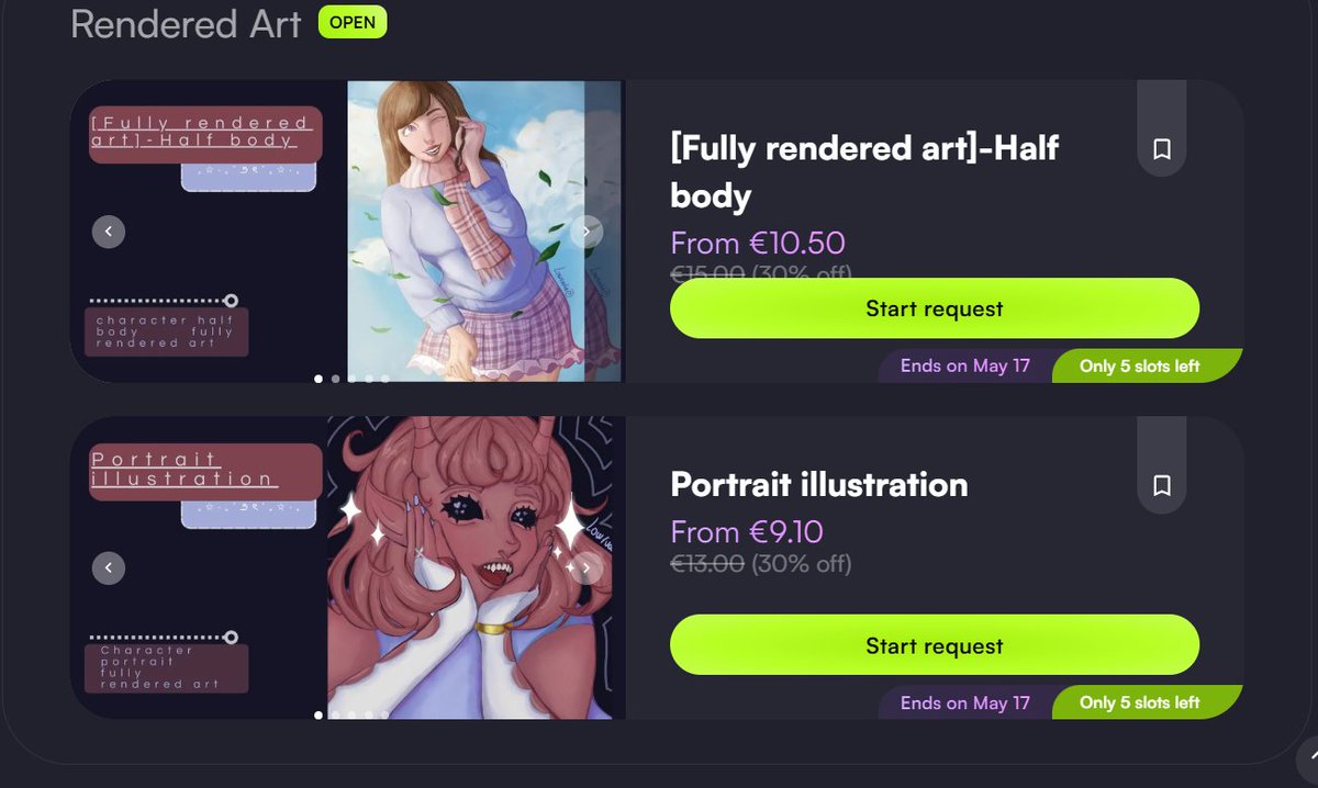 lowrvale's tweet image. Hi Everyone!All my VGen services are currently 30% OFF! ✨
Unfortunately, it has been really hard to get a single commission,even with all the promoting I've been doing here and on other socials☹️.
All help is appreciated, including RTs!💚
#ArtistOnTwitter #CommissionsOpen #VGen