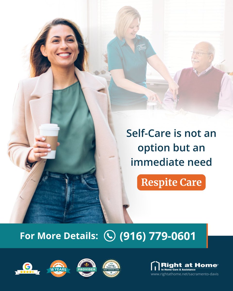 RahSacramentoca's tweet image. Caregiving is a journey that shouldn't be traveled alone. Right at Home Sacramento offers flexible #RespiteCare to help family caregivers prevent burnout and prioritize their own health. Contact us today to find your balance. rightathome.net/sacramento-dav….
#seniorcare #selfcare #usa
