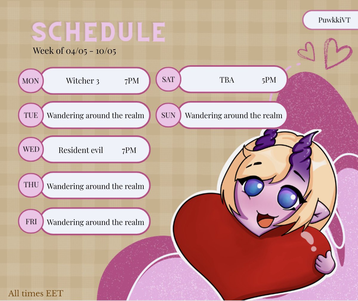 puwkki's tweet photo. Here is the schedule for this week 💕
https://t.co/bIoBpetslq https://t.co/HrTRaOqoBQ