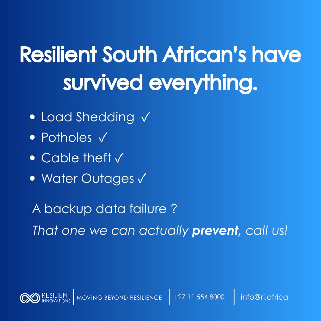 ResilientInno's tweet photo. While South Africa enjoyed a well-deserved long weekend, we remained fully operational and today we encourage all businesses to ask if their data was protected the whole time.
If the answer is uncertain, that is precisely the conversation we are here to have! https://t.co/W3UuhVRpr4