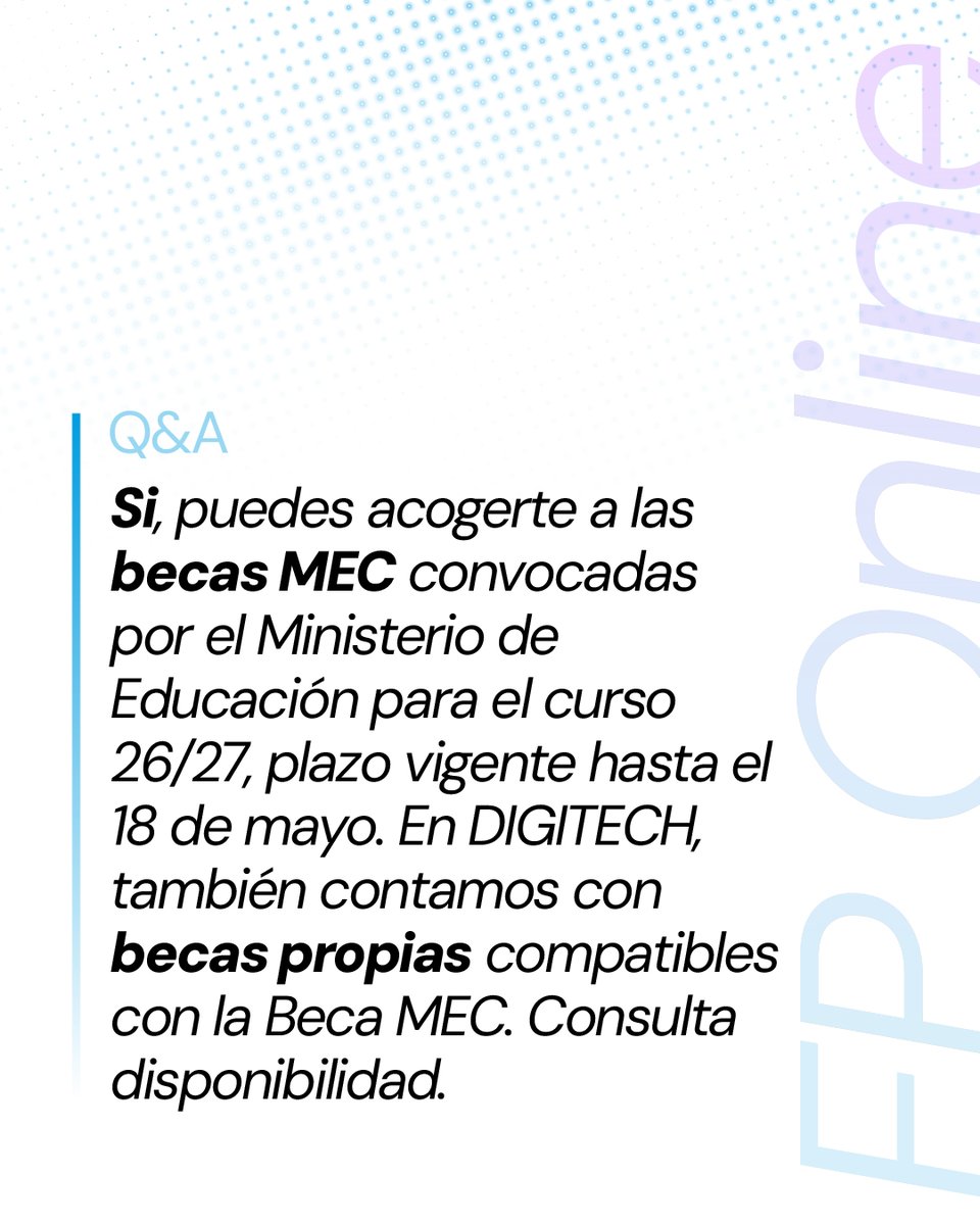 DigitechFP's tweet photo. ¿Tienes dudas a la hora de matricularte en la FP Online de DIGITECH? 👩‍💻
Te damos respuesta a algunas de las preguntas que te puedes plantear para iniciar tus formación con nosotros.
❗Abierta matrícula para la convocatoria del curso 26/27❗

#Digitechfp #FPinformática #FPonline https://t.co/arENEVe4Ki