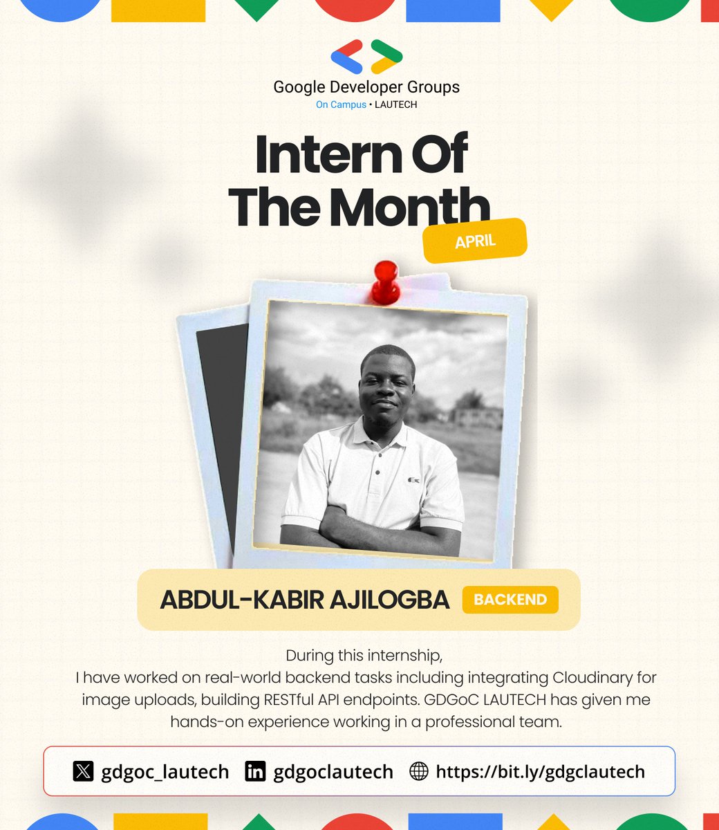 gdgoc_lautech's tweet image. The GDGoC LAUTECH #Interns of the Month. (APRIL Spotlight)🔥🔥

We're proud to spotlight some of our outstanding interns from the first cohort, individuals who have shown #growth, #dedication, and #impact while building with us.