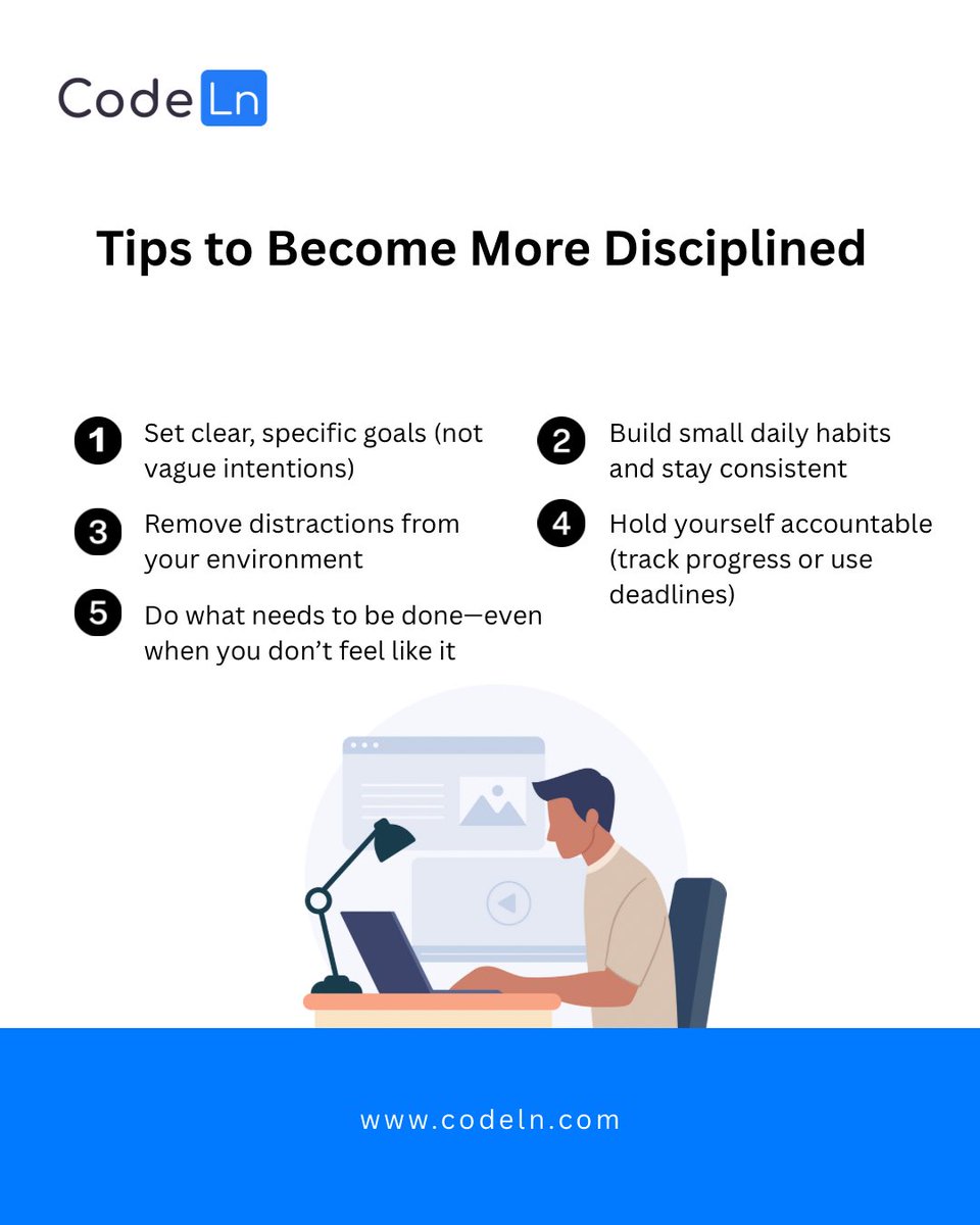 Codeln_spaces's tweet photo. Happy new week 💙
Discipline isn’t about motivation—it’s about showing up even on the days you don’t feel like it.

Stay consistent, stay focused… the results will speak. 💯 https://t.co/UqYIbH1ulp