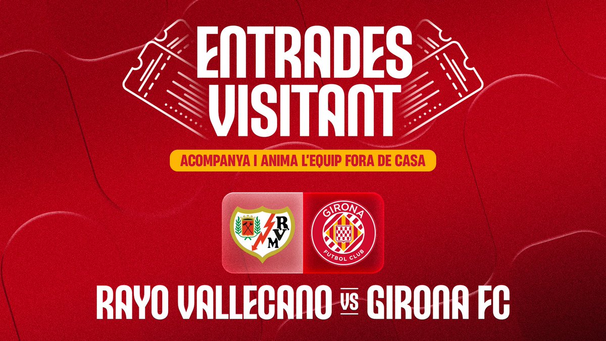GironaFC's tweet photo. 📢 DESPLAÇAMENT | Venda d'entrades per al #RayoGirona  

🗓 Prioritat per a Socis a partir d'avui fins dimarts 5 de maig a les 23:59h.
📩 Recollida d'entrades des de dimecres a 10h. fins divendres a les 18h. a les taquilles de l’estadi.
🎟 Entrada 35€

🔗 https://t.co/J01U8ENGIy https://t.co/8TNDHpOm1q