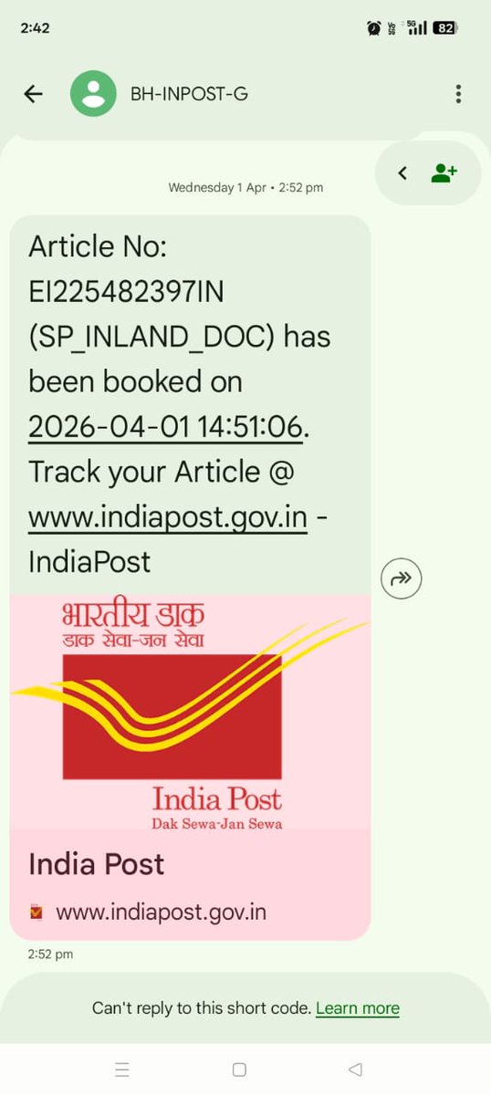 __raviiikumar__'s tweet photo. I sent an #extremely_important_doc. via #Speed_Post from Ujjain to Jhansi on 01/04/2026 #Tracking_ID_EI225482397IN but it is still not delivered Requesting immediate action @IndiaPostOffice @pmgindore @CPMGMP @JM_Scindia @CMOfficeUP @CMMadhyaPradesh @mpglucknow @PMOIndia https://t.co/sjKbBkjSxd
