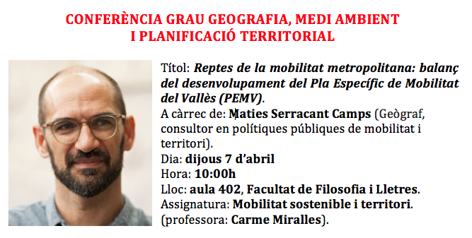 Geografia_UAB's tweet photo. Demà dijous 7, conferència d'en @mserracant per a una assignatura del grau de @Geografia_UAB. @CarmeMirallesGu https://t.co/IUZypbIK8t