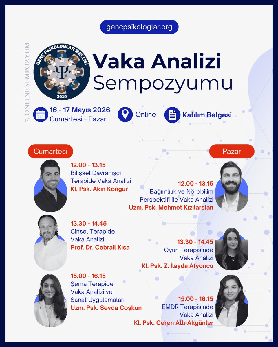 GPM_Resmi's tweet photo. 📌 VAKA ANALİZİ SEMPOZYUMU📌

Alanında 6 ruh sağlığı uzmanı ile 6 farklı ekolün yer alacağı sempozyumda üçüncü oturum ;

Detaylı bilgi afişte yer almaktadır 😊. https://t.co/EMi3lhfDiE