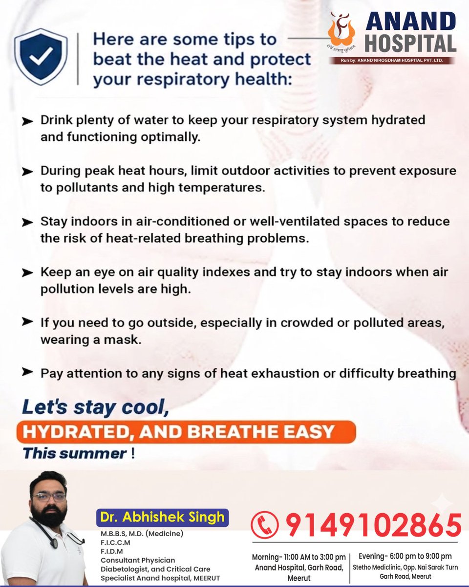 Abhishe86839948's tweet image. 🌞💨 गर्मी में अपने फेफड़ों का खास ख्याल रखें!
Heat waves के दौरान शरीर ही नहीं, आपके lungs भी प्रभावित होते हैं 😷

#LungHealth #SummerCare #StayHealthy #HealthyLifestyle #HeatWaveCare #BreathingCare #PollutionFree #HealthTips #WellnessIndia #StaySafe