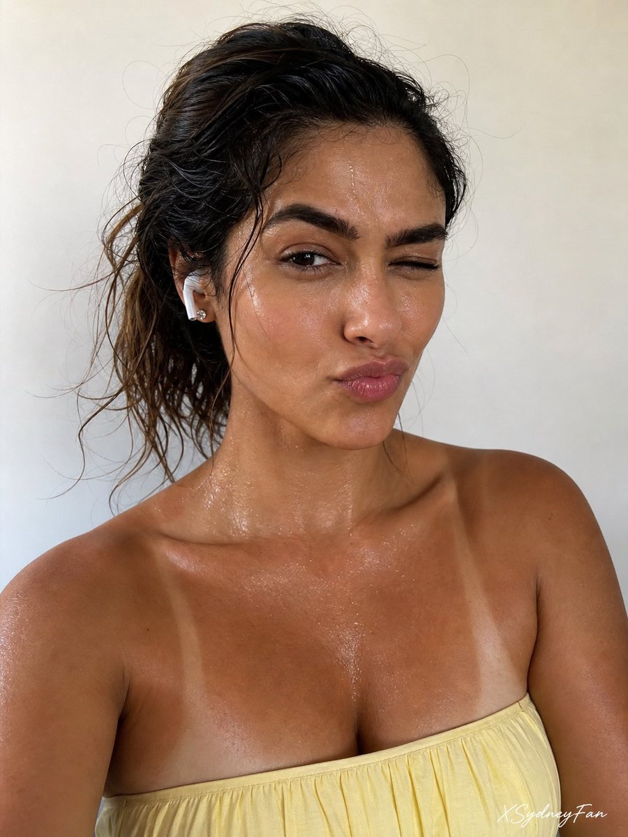 Photorealistic Post-Workout Selfie with Tan Lines