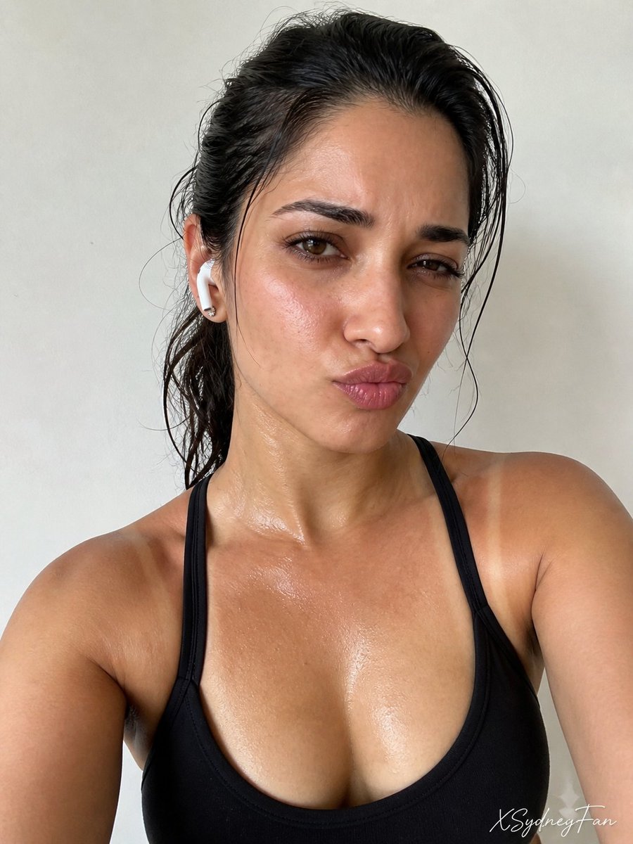 Photorealistic Post-Workout Selfie with Tan Lines