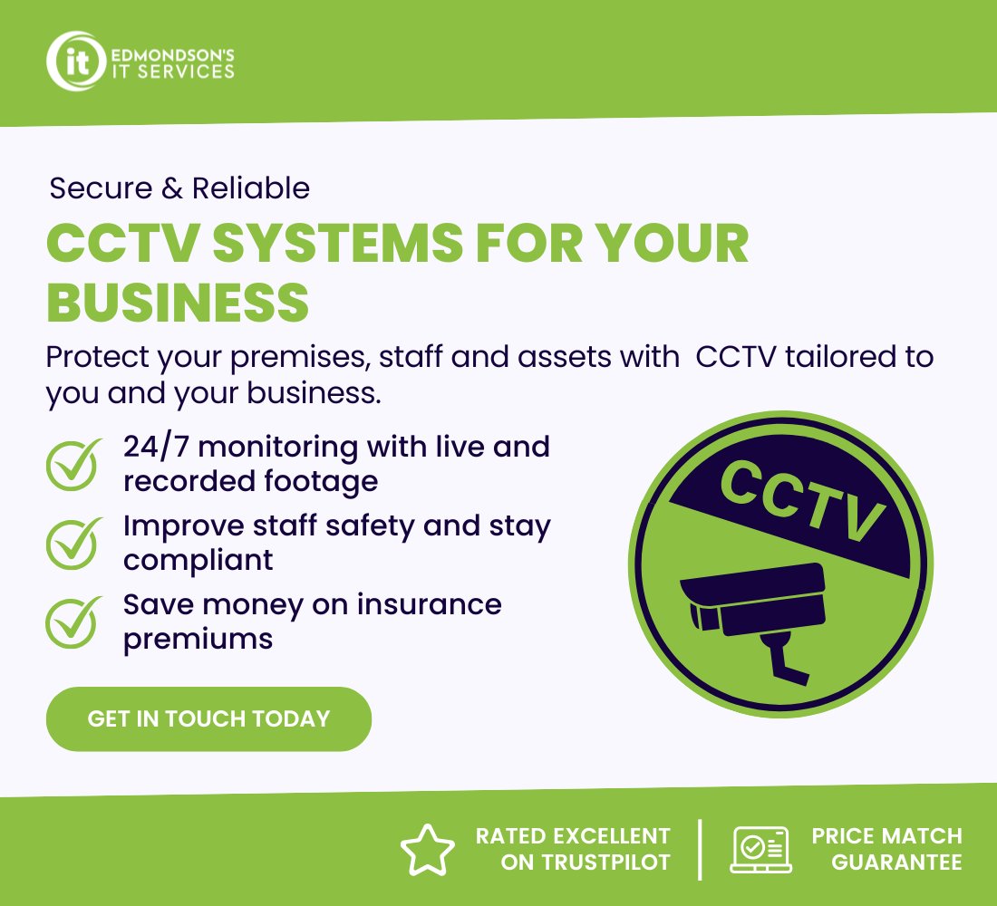 EdmondsonsIT's tweet image. At Edmondson’s, we provide high quality, fully tailored CCTV systems designed to keep your premises, staff and assets secure at all times.

Find out more about our services: zurl.co/iODmP

#CCTV #BusinessSecurity #Security #ITSupport #YorkshireBusiness #Surveillance