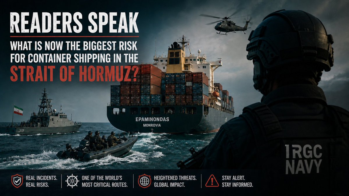 container_news's tweet image. 💥 #Readers #Speak: #Vessel #seizures top #Hormuz #risk

👉 Read here: container-news.com/readers-speak-…