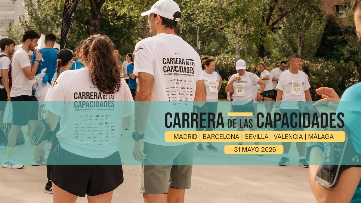 fund_adecco's tweet photo. 🏃‍♂️ El 31 de mayo vuelve la #CarreraDeLasCapacidades

Corre o camina por la inclusión laboral de las personas con discapacidad

¡GRATIS!
📍 Madrid, Barcelona, Sevilla, Valencia y Málaga (¡por primera vez!)
👟 Presencial + 💻 Online
👉 https://t.co/thZVoar9EQ

¡Contamos contigo! https://t.co/Z6niYljDsq