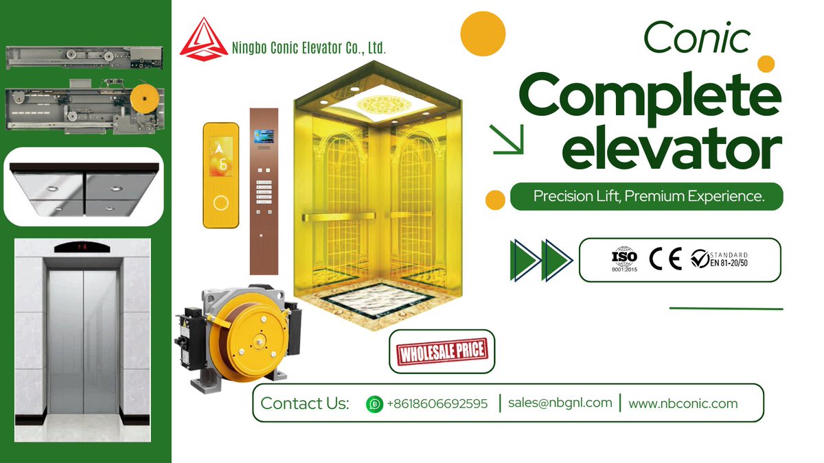 Ningboconic's tweet image. Ningbo Conic Elevator Co., Ltd. offers the most advanced and premium complete elevator system.
For purchases, please --
   Contact us now
WhatsApp   +8618606692595
Mail -              sales@nbgnl.com
#conicelevator #elevator #lift #completeelevator