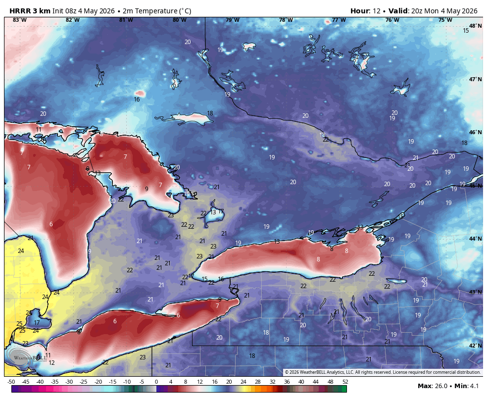 WxOntario1's tweet image. Mild start to the day across Southern #Ontario

Temps range from the mid to upper single digits

Warm afternoon with temps near 20C, mid 20s for deep SW Ont

Some passing showers this morning, then dry until the late evening

#OnWX #ONStorm