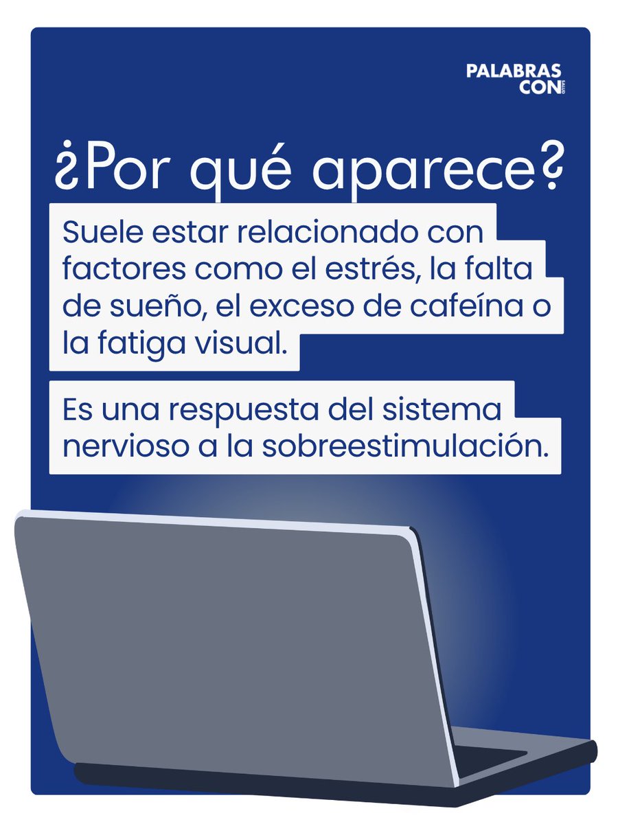 palabrasconeme's tweet photo. Mioquimia palpebral 👁️; 

Un espasmo involuntario, frecuente y casi siempre benigno, relacionado con estrés, falta de sueño o fatiga visual.

#Salud #Ojos #Estrés #SistemaNervioso https://t.co/1ost8uZp78