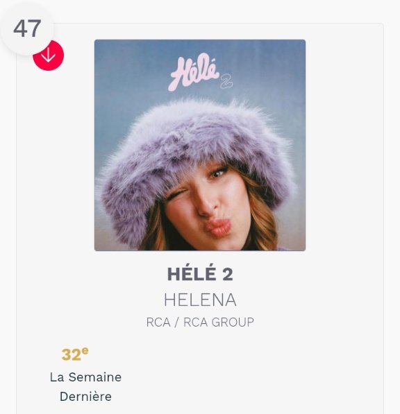 cat_c31's tweet image. L'album HELE toujours dans le top50
40ème du Top Album 
47ème du Top Album Physique 
#helenabailly