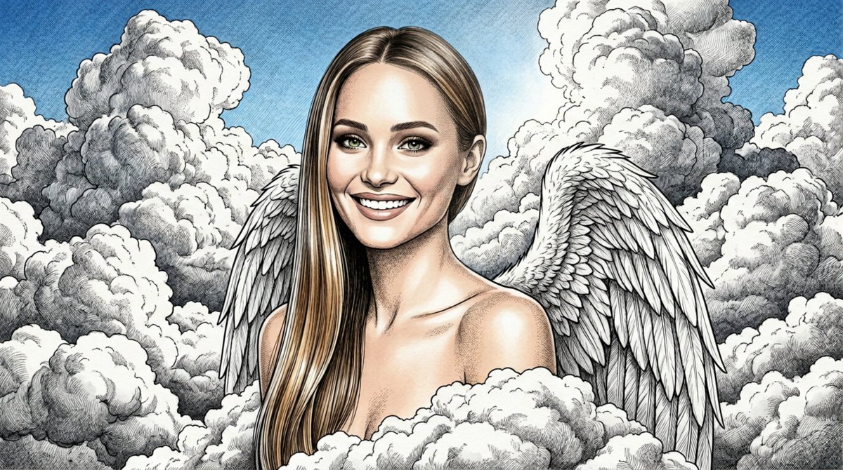 ppgrainbow's tweet image. And happy 36th birthday to model @hannahbjeter (Hannah Jeter)! 🦋

#AI #HannahJeter #HeavenlyPortrait #Illustration