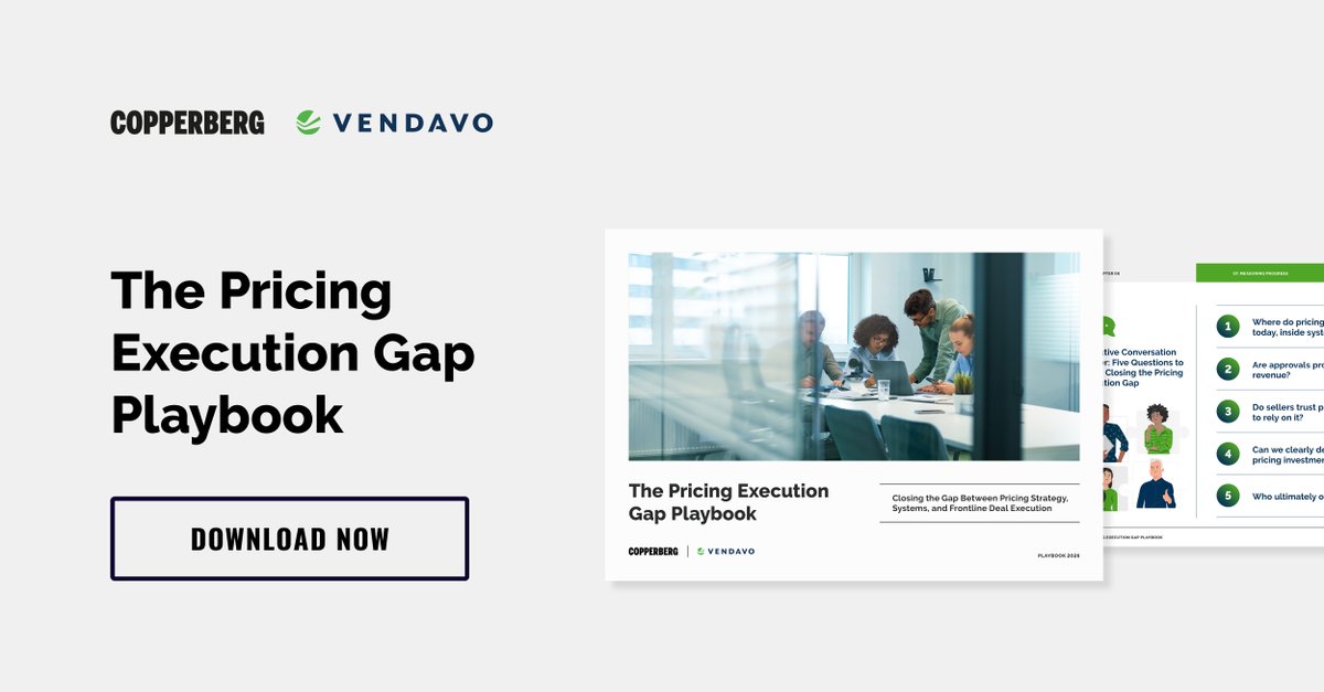 CopperbergAB's tweet image. Have you checked out the #Pricing Execution Gap Playbook? Created with Vendavo, it’s your guide to diagnosing gaps, fixing pitfalls, and tracking progress with a scorecard. Take action in 90 days! 

➡️ Get your copy: bit.ly/prcpb 

#pricingstrategy #manufacturing