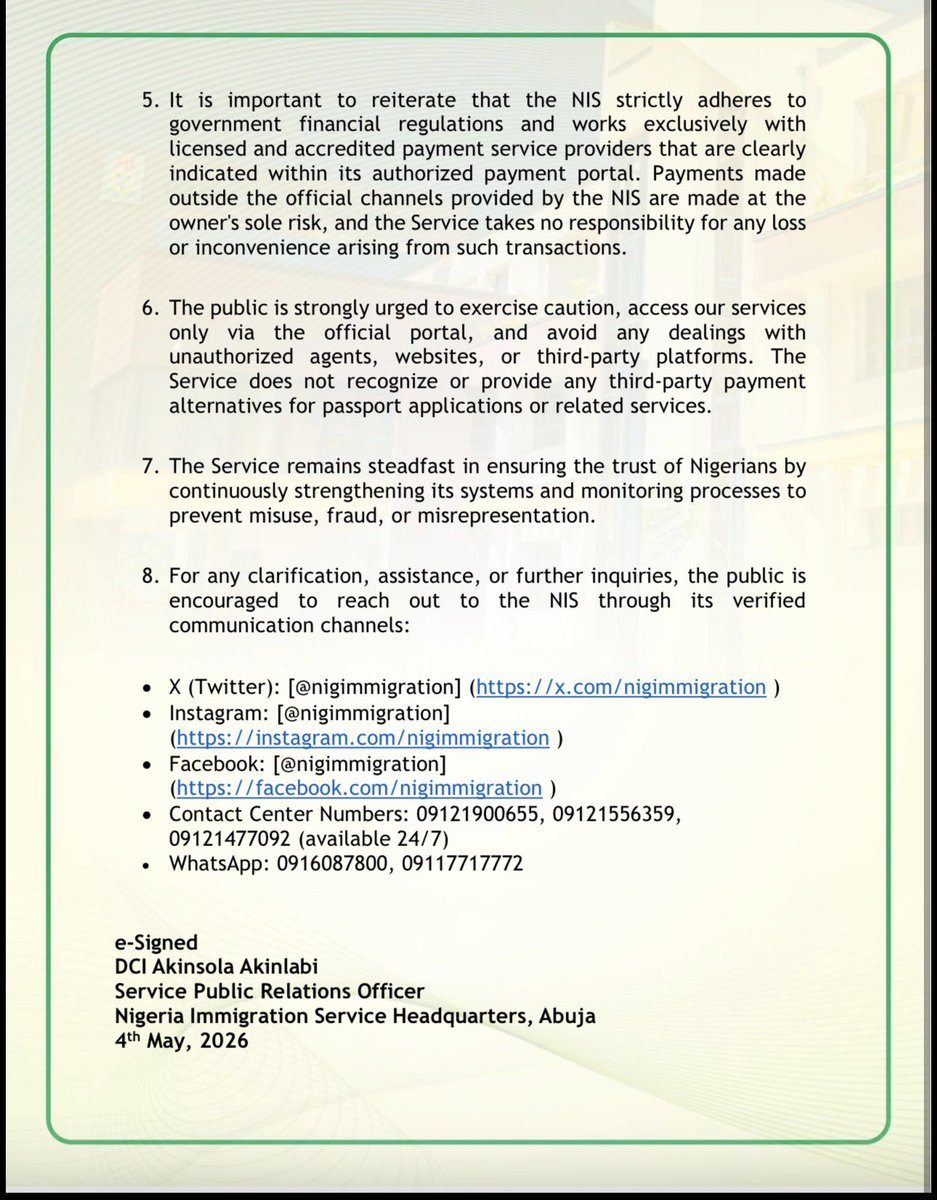 Nigeria Immigration Service tweet media