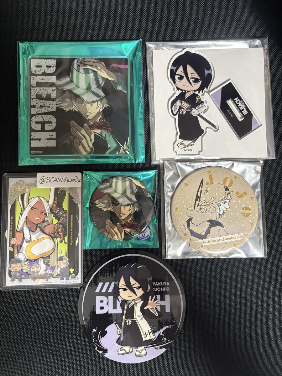 SCANDALnaBz's tweet photo. 【交換】BLEACH WORLD、BLEACH Amo crepe、JOJO WORLD

【譲】アクリルコースター、缶バッジ（浦原）
　　アクスタ（ルキア）、コースター（白哉）
　　缶バッジ（ジョニィ）

【求】画像参照（数字は優先順位）

札幌手渡し、郵送交換希望
複数お取引の方優先

検索からもお気軽にお声掛けください。 https://t.co/xkXN7EVYPQ