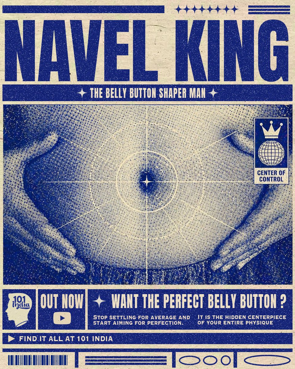 101India's tweet photo. The obsession is real… and it’s 2 inches above your waist. NAVEL KING is OUT NOW. Meet the man reshaping India one belly button at a time.

#101india #uniquestoriesofindia #navelking #outnow https://t.co/pTDdpVLu8o