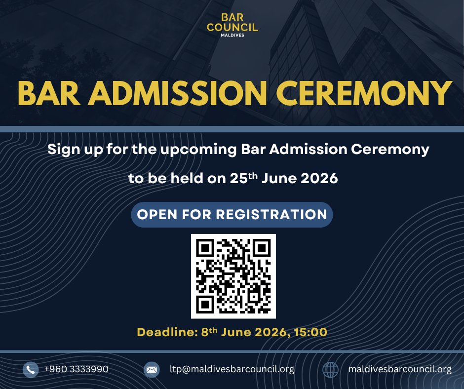 MvBarCouncil's tweet photo. Completed the Bar Exam and Licensing Training Program? 
You can now apply for your License to Practice Law and register for the upcoming Bar Admission Ceremony to be held on 25 June 2026.
Apply here: https://t.co/Uw63q6FUIr https://t.co/nC9WvSu2V8