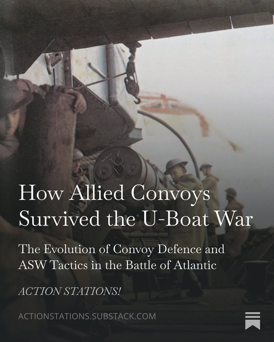 ActionStationP's tweet photo. 🧐🇬🇧How did British convoys survive the U-boat war? 
✅ Escort, radar/Asdic and tactics with funny code names : Artichoke, Buttercup, Raspberry.... 
🫡Read &amp; subscribe: https://t.co/hy89gW0eJa https://t.co/Fh5wJVwgZC