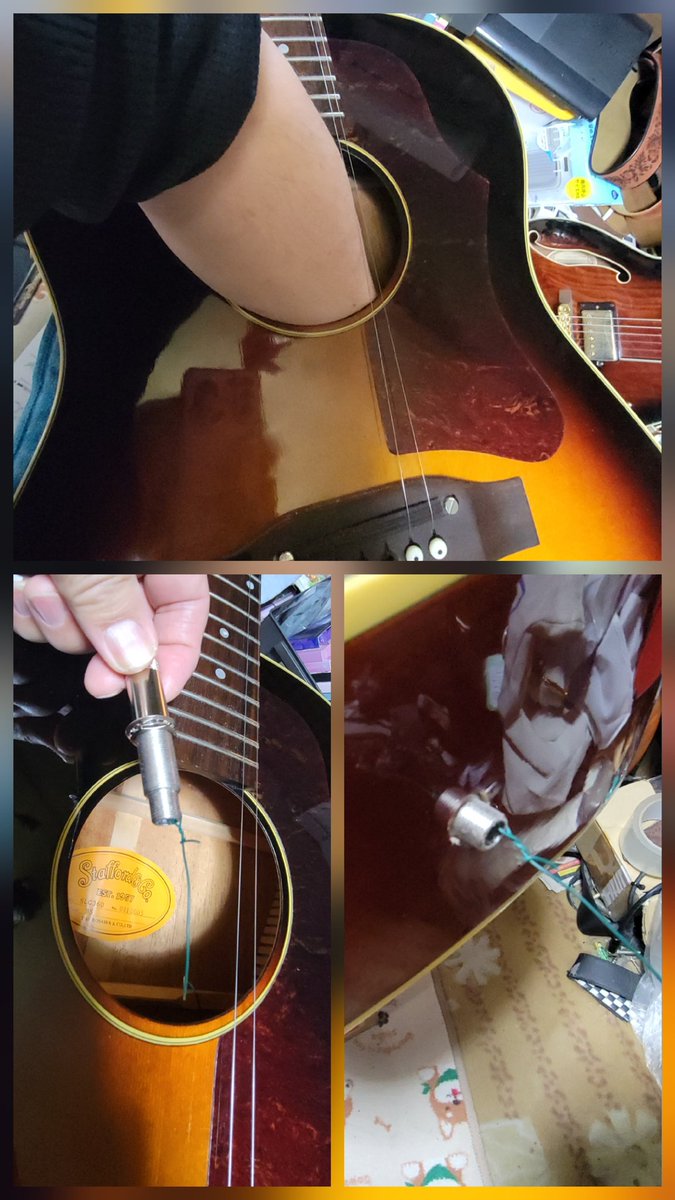 ookami620ken's tweet photo. 🎸ケンギター工房w
とりあえずラスト～😃
ホールから腕入れたら、
届かんかった～😂
一応、施工完了👍️ https://t.co/SfWpCeSGb0