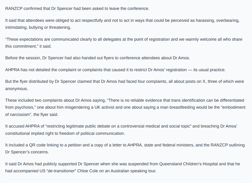 Jilliantweeting's tweet photo. AusDoc article about @RANZCP security pushing me over and dragging me out down the stairs (clunk, clunk, clunk went my legs) because I silently held up a sign in the aisle at the RANZCP Congress. Response from the RANZCP: they think my silent protest wasn't 'respectful'. 
@Mark_Butler_MP @AngusTaylorMP @PaulineHansonOz @DavidCrisafulli @TimNichollsMP