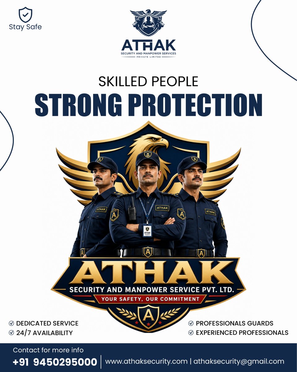 athaksecurity's tweet image. Your safety is our top priority. 🛡️ At Athak Security, we provide skilled professionals and dedicated 24/7 service to ensure you stay protected.

Your Safety, Our Commitment.

📞 Contact us: +91 9450295000 🌐 athaksecurity.com
#AthakSecurity #SafetyFirst