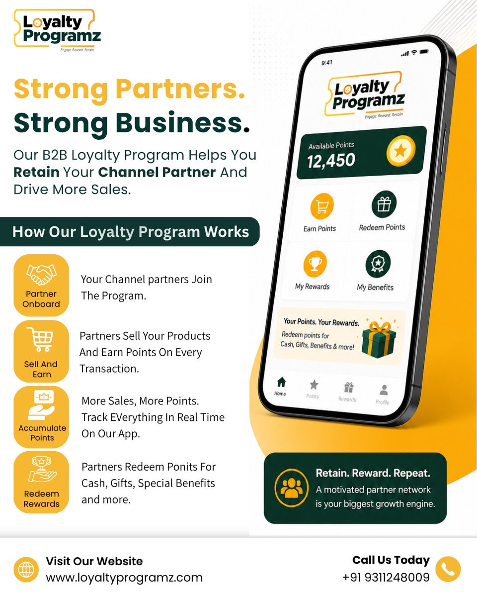 loyaltyprogramz's tweet photo. Our B2B Loyalty Program Helps You Retain Your Channel Partner And Drive More Sales.

Visit https://t.co/XQlY8j3HFX
Call Now +91 9311248009
.
.
.
.
.
#loyaltyprogram https://t.co/TY5Ojg6Dmy