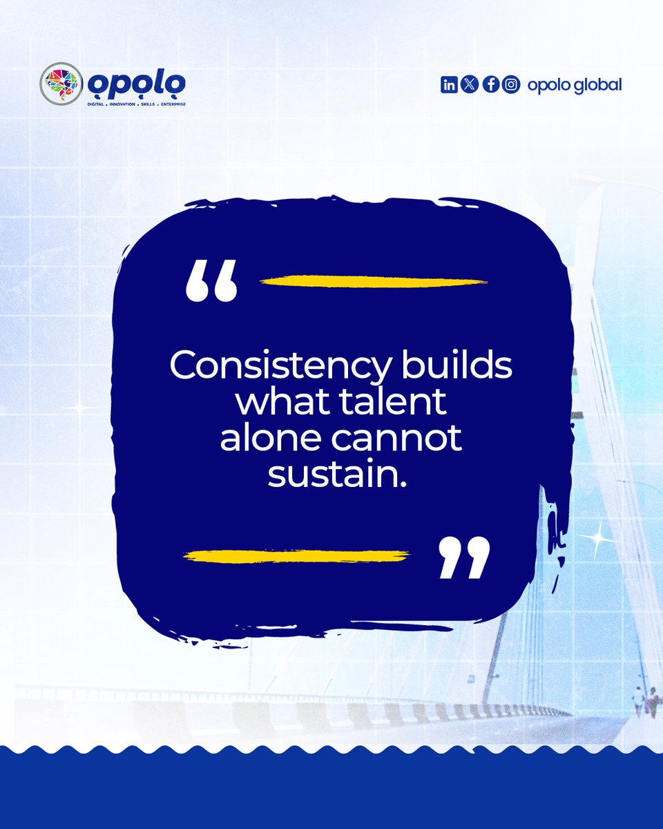 OpoloGlobal's tweet image. Consistency will take you places talent alone cannot.

Keep showing up. Keep building. Keep growing.

#Opolo #MondayMotivation #Consistency #Growth #CareerDevelopment #SuccessMindset #Entrepreneurship #digitalskills