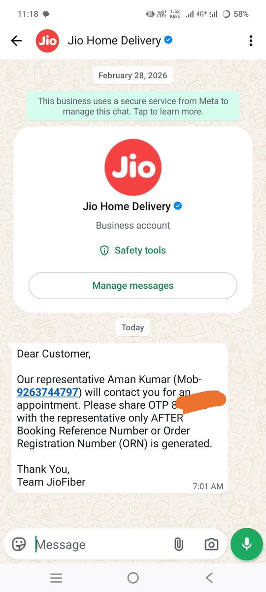 Sintuku25971158's tweet image. I ordered jio fiber . Jio not show about charges on jio plateform and  Any charges are demanded by representative , He is saying that you will have to take a plan for at least 4 months or 6 months with  new fiber.  Pincode 801306
@JioCare @jio_fiber #jio