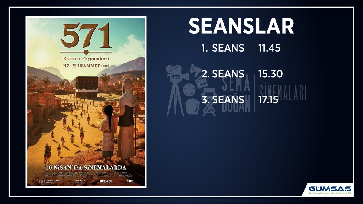 gumsas29's tweet photo. 📽️Bu hafta, Sema Doğan Sinemaları'nda sizleri bekliyor🍿
⏳4-7 Mayıs
‼️ Lee Cronin'den Mumya
‼️ Marakuda: Taş Devri Efsanesi
‼️ Kıble:Bitlisli Belkıs
‼️ 571 Rahmet Peygamberi Hz. Muhammed https://t.co/qHHFPMdImu