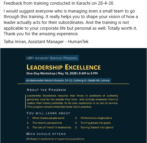 UBMAdvisory's tweet image. #feedback for #training on "Leadership Excellence" conducted on 28.04.2026