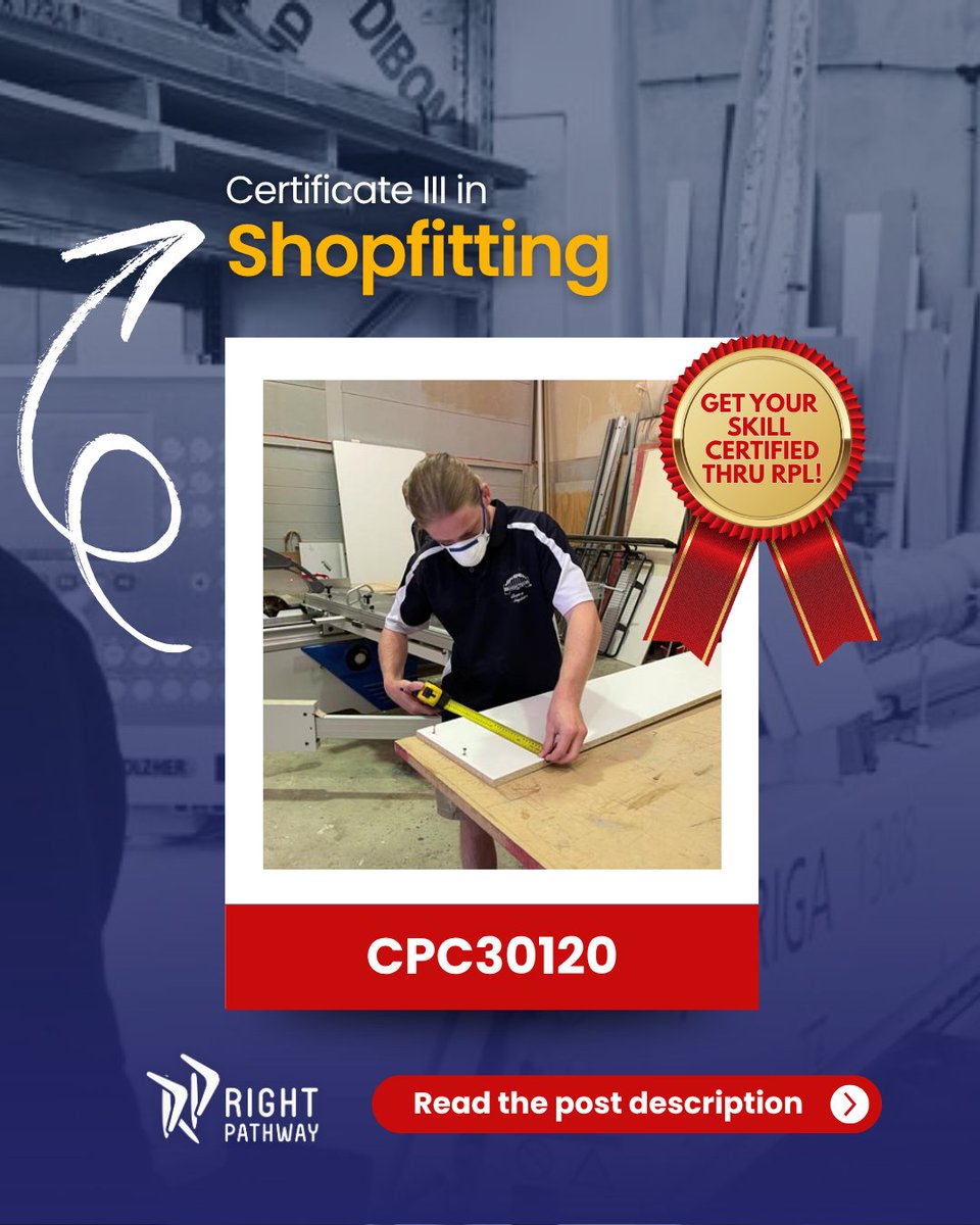 RightpathwayRPL's tweet photo. Your hands-on shopfitting experience deserves formal recognition.
Get qualified and strengthen your future in the construction industry with RPL.

📷 Check your Eligibility Now: https://t.co/PfS6MXnejw

#RPLAustralia #TradeSkills #SkillsRecognition #RightPathwayRPL https://t.co/t5ODEw3xC3