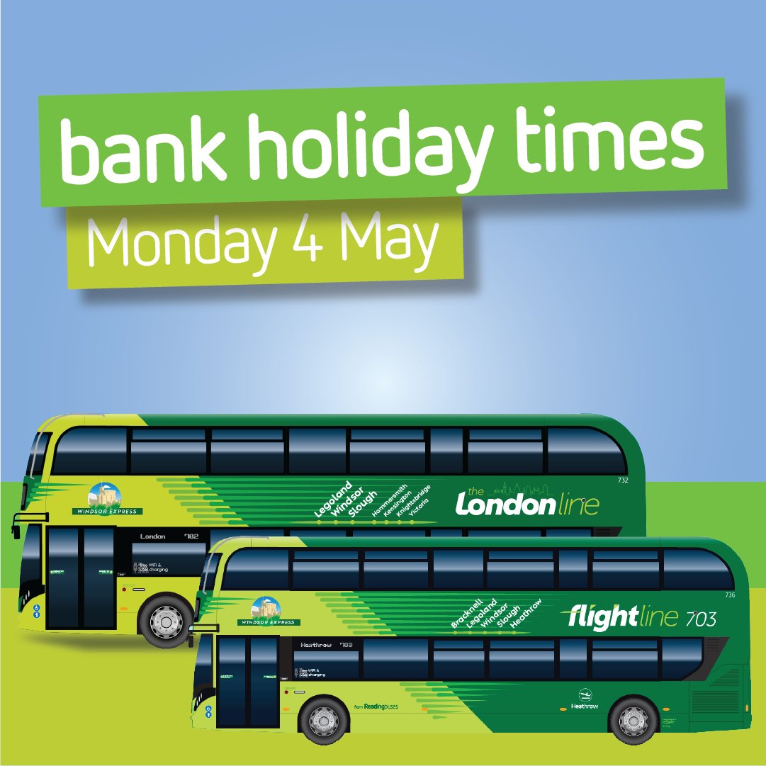 Windsor_Express's tweet photo. It's a Bank Holiday today and buses on the London Line 702 and Flightline 703 will be running to their Sunday timetables. Check timetables and plan your journey here: https://t.co/mL43RKG6MP https://t.co/ilEfGrfqpN