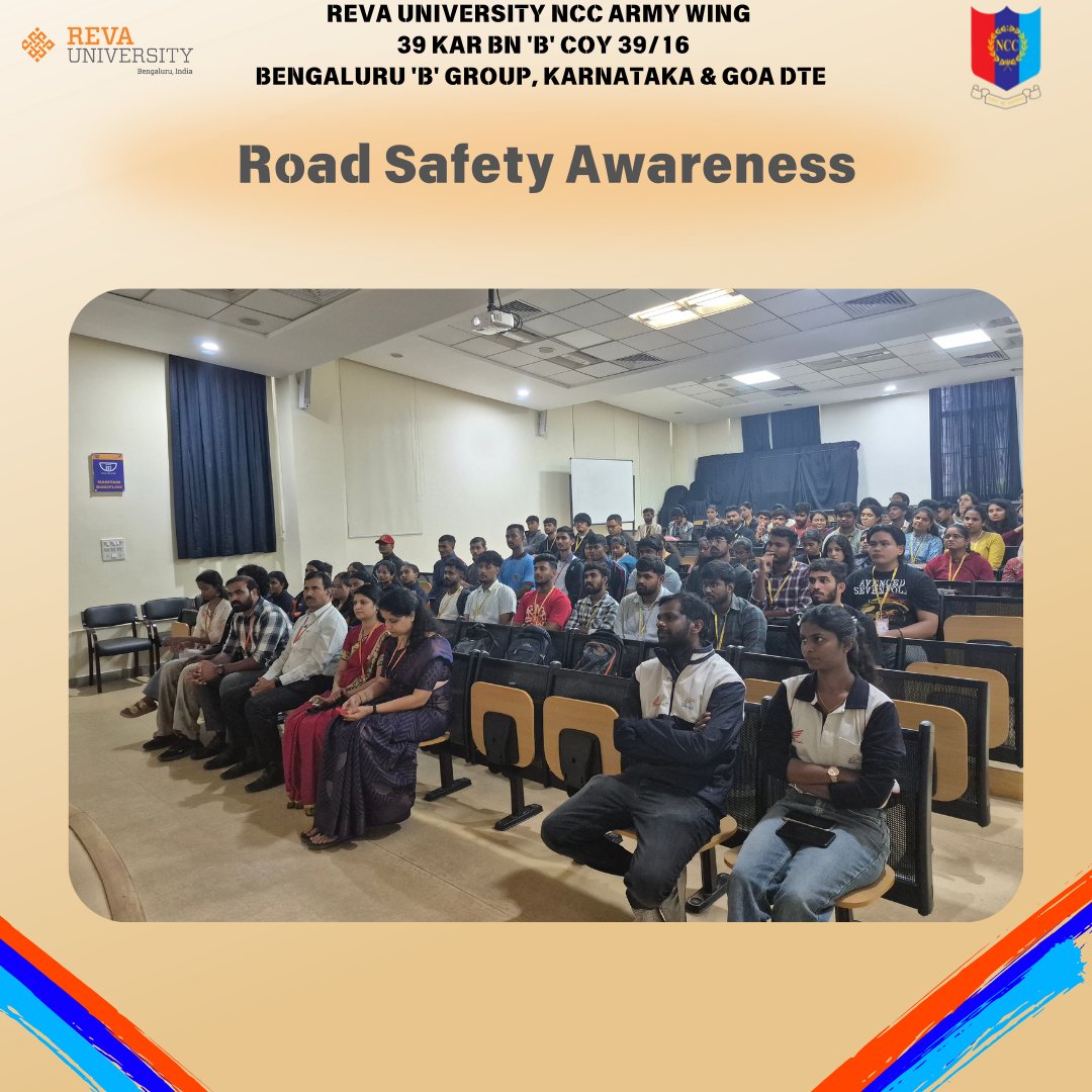 39Inf's tweet photo. Road Safety Awareness Programme by REVA NCC with Bengaluru Traffic Police highlighted discipline and civic responsibility. Cadets learned traffic rules under Capt. Dr. M. Mune Gowda, promoting safer roads and responsible citizens. Jai Hind 🇮🇳
#trafficpolice
#NCC https://t.co/Mc3j1dftQ0