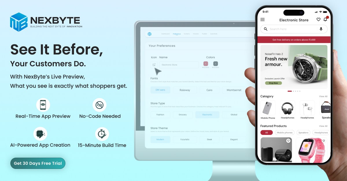 nexbyte_apps's tweet image. Building a mobile app for your Shopify store shouldn’t be complicated.

With NexByte, what you see is exactly what your customers get, no coding, no surprises.

Turn your store into an app in minutes.

Start 30-day Free Trial: shorturl.at/rZY17

#Mobileapp #Shopify