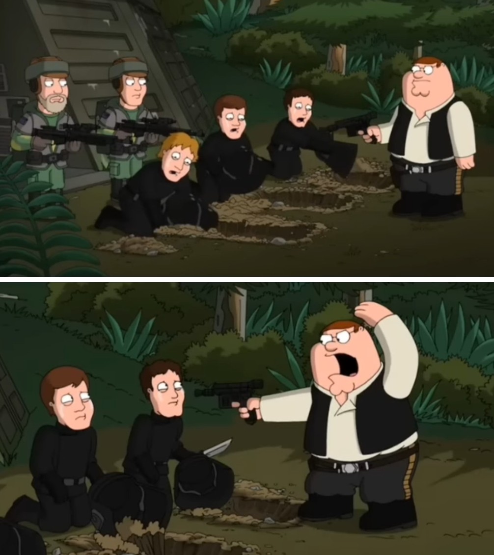 4everToku's tweet image. When you've finally been pushed off the edge by the cutesy stuff. #familyguy #StarWars #cartoons