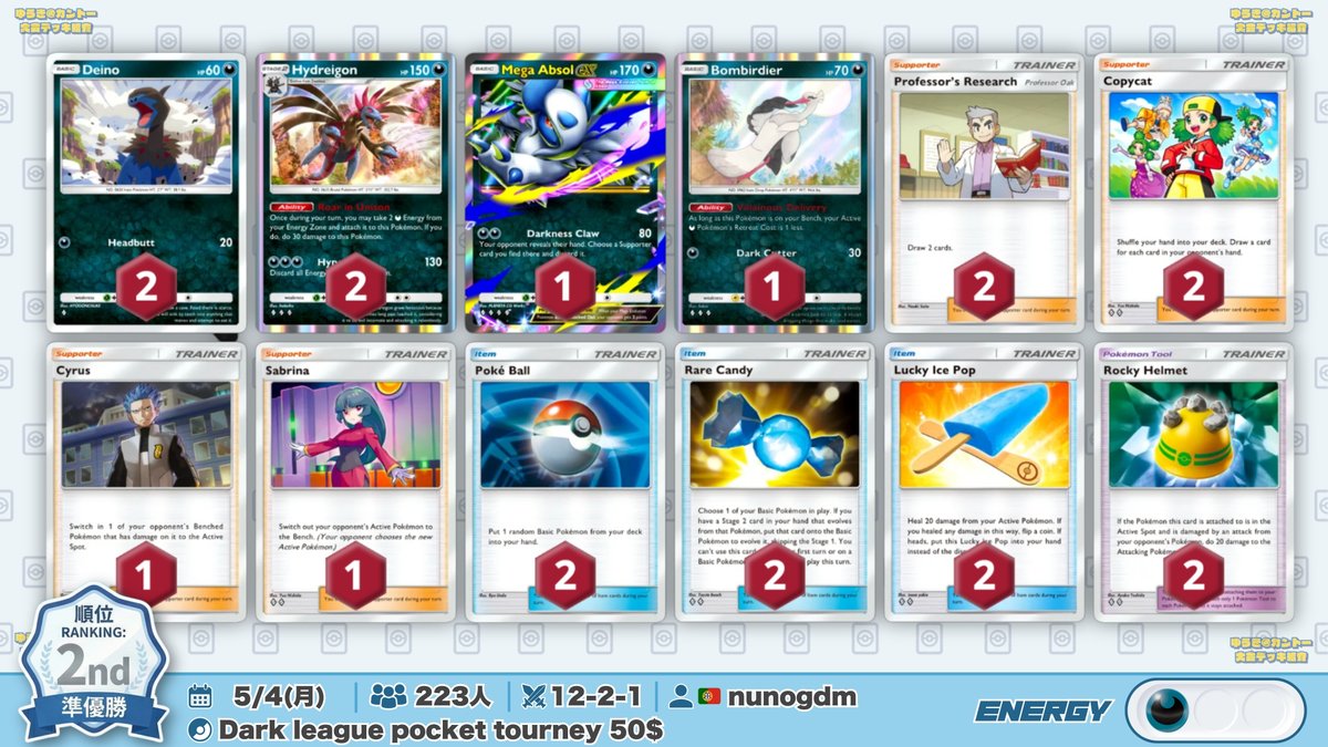 🌏 ポケポケ 大会結果｜5/4(月) 🌏 223参加大会で『ププダクメガ