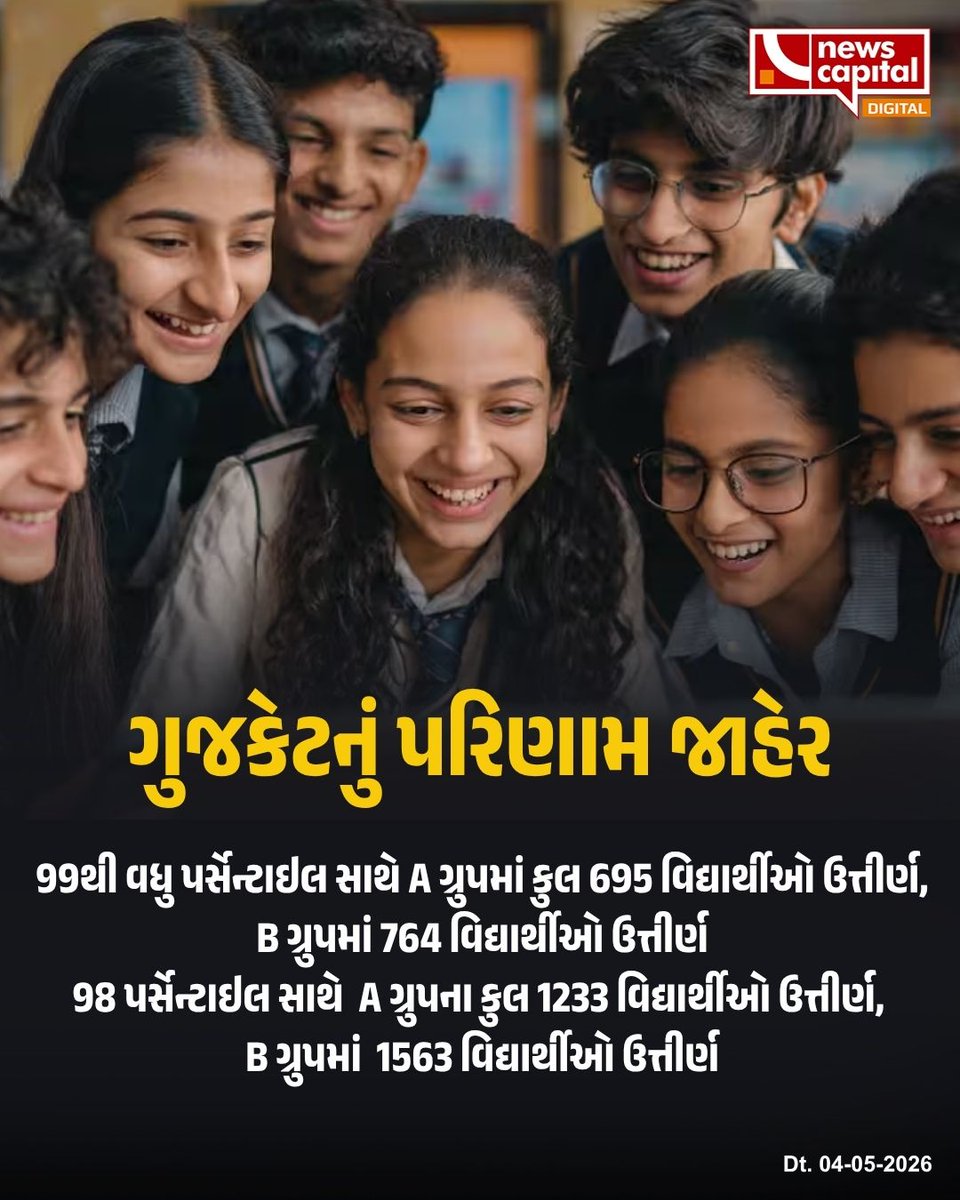 NewscapitalTeam's tweet image. ગુજકેટનું પરિણામ જાહેર 

#GUJCET #Result #newscapital