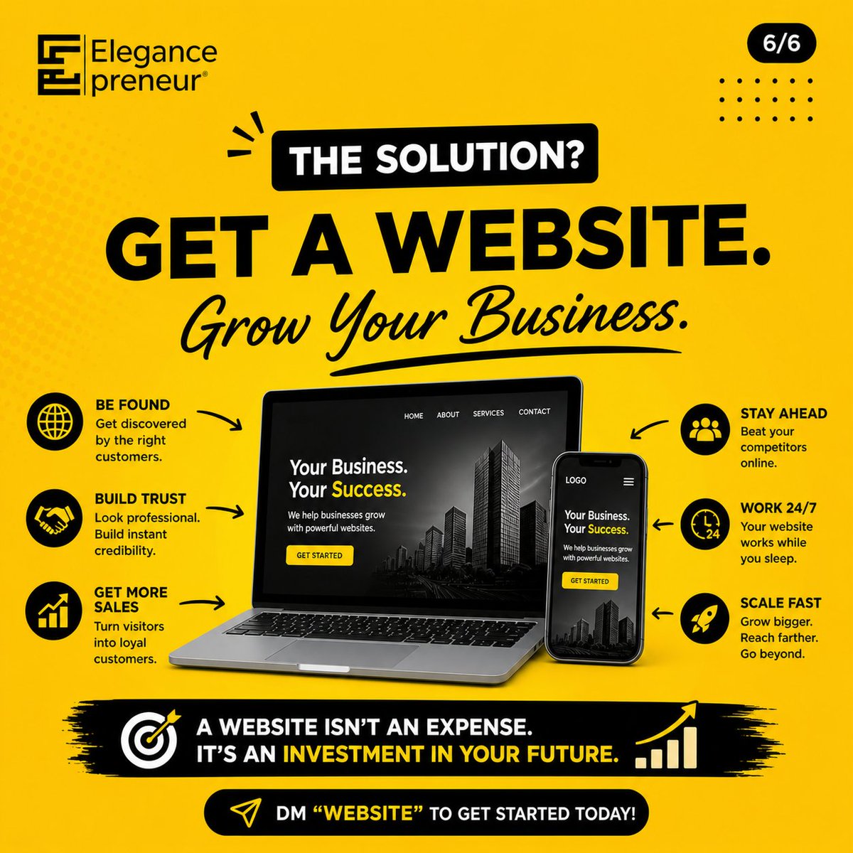 Elegancepreneur's tweet image. No website?
You’re invisible.
You’re losing customers.
Your competitors are winning.
Simple.
 Let’s fix that.
DM “WEBSITE”
 hello@elegancepreneur.com
07038524905
#NaijaBusiness #WebsiteDesign #Growth