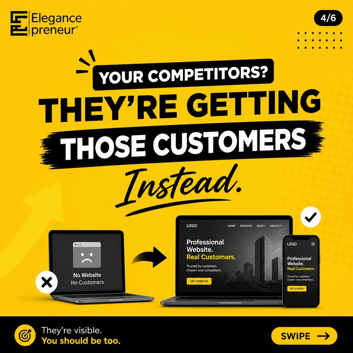 Elegancepreneur's tweet image. No website?
You’re invisible.
You’re losing customers.
Your competitors are winning.
Simple.
 Let’s fix that.
DM “WEBSITE”
 hello@elegancepreneur.com
07038524905
#NaijaBusiness #WebsiteDesign #Growth