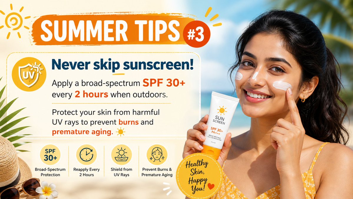 SSS_LifeHacks's tweet image. SUMMER TIPS #3
Never skip sunscreen! Apply a broad-spectrum SPF 30+ every 2 hours when outdoors. Protect your skin from harmful UV rays to prevent burns and premature aging. ☀️
#SkinCare #SunProtection #SummerReady